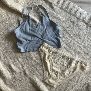 Brandy Melville Lounge Underwear Set Light Blue Floral